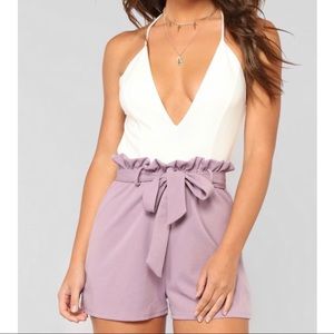 White and Lavender Romper